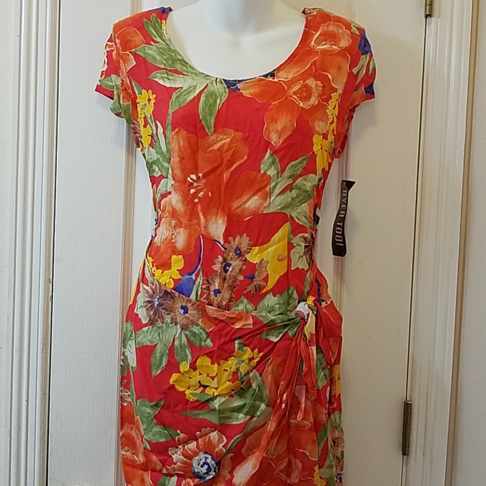 Vintage Byer Too! 90s vibrant red sarong dress